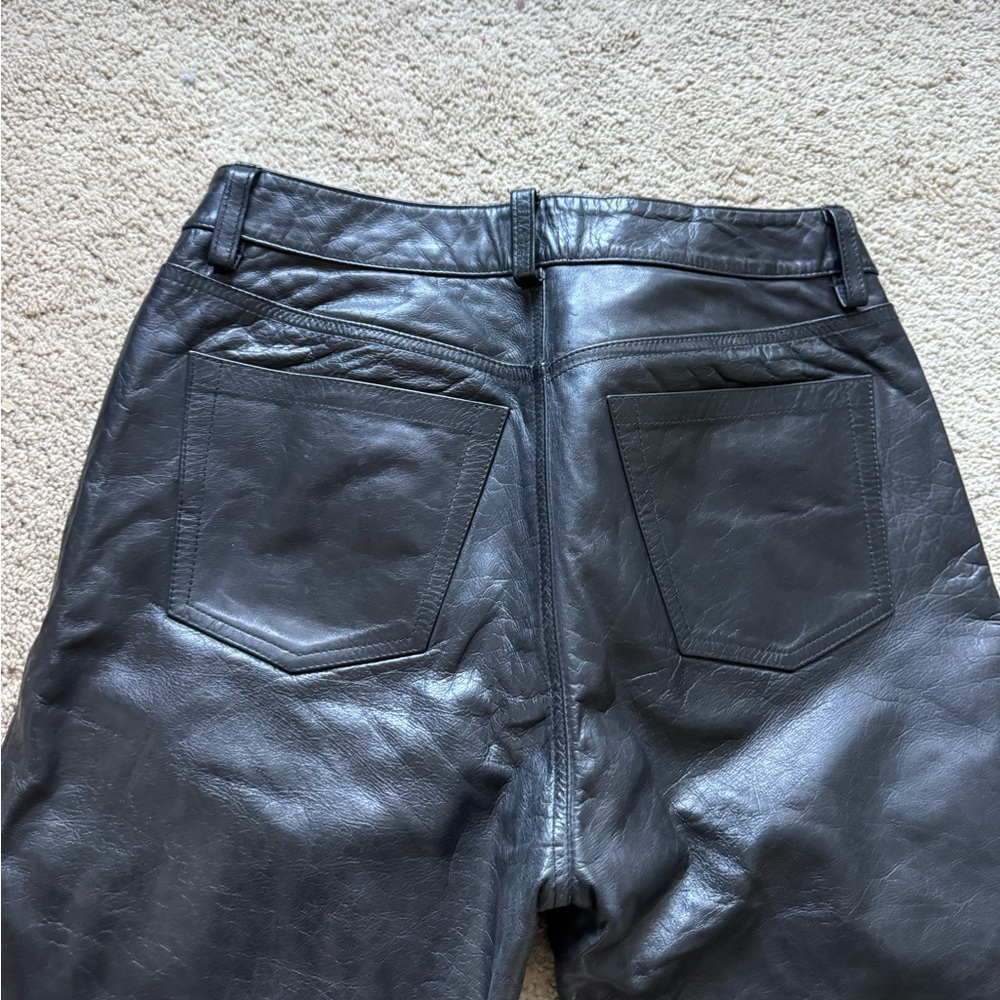 New Gap black 100% leather bootcut pants 10 - Picture 2 of 8